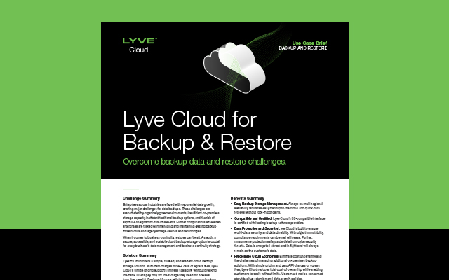 Backup & Restore Use Case Brief