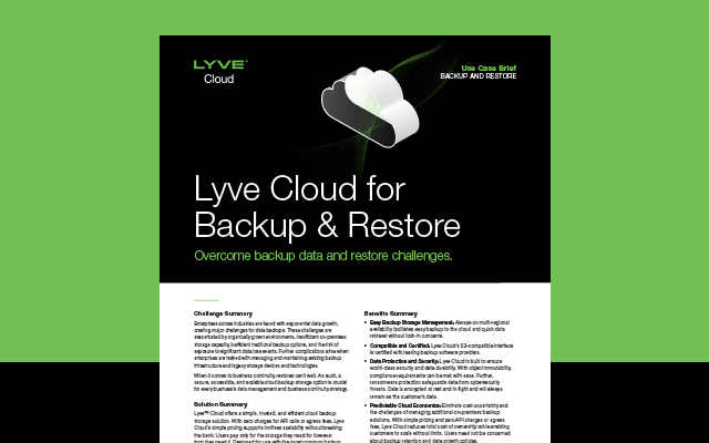 Backup & Restore Use Case Brief